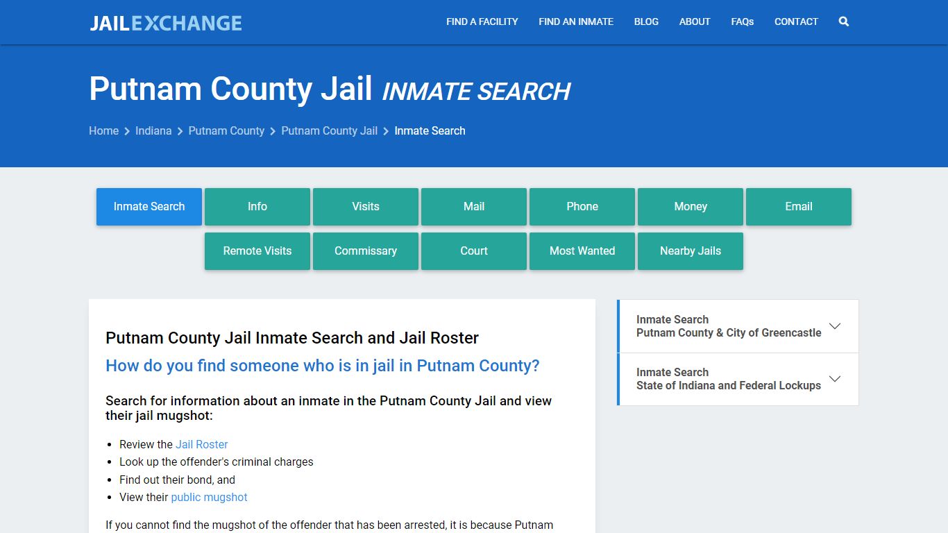 Inmate Search: Roster & Mugshots - Putnam County Jail, IN